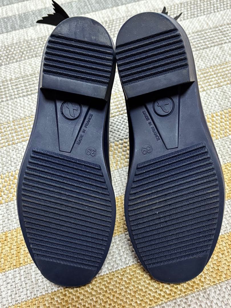 AIGLE ネイビー/ピンク ショートレインブーツ