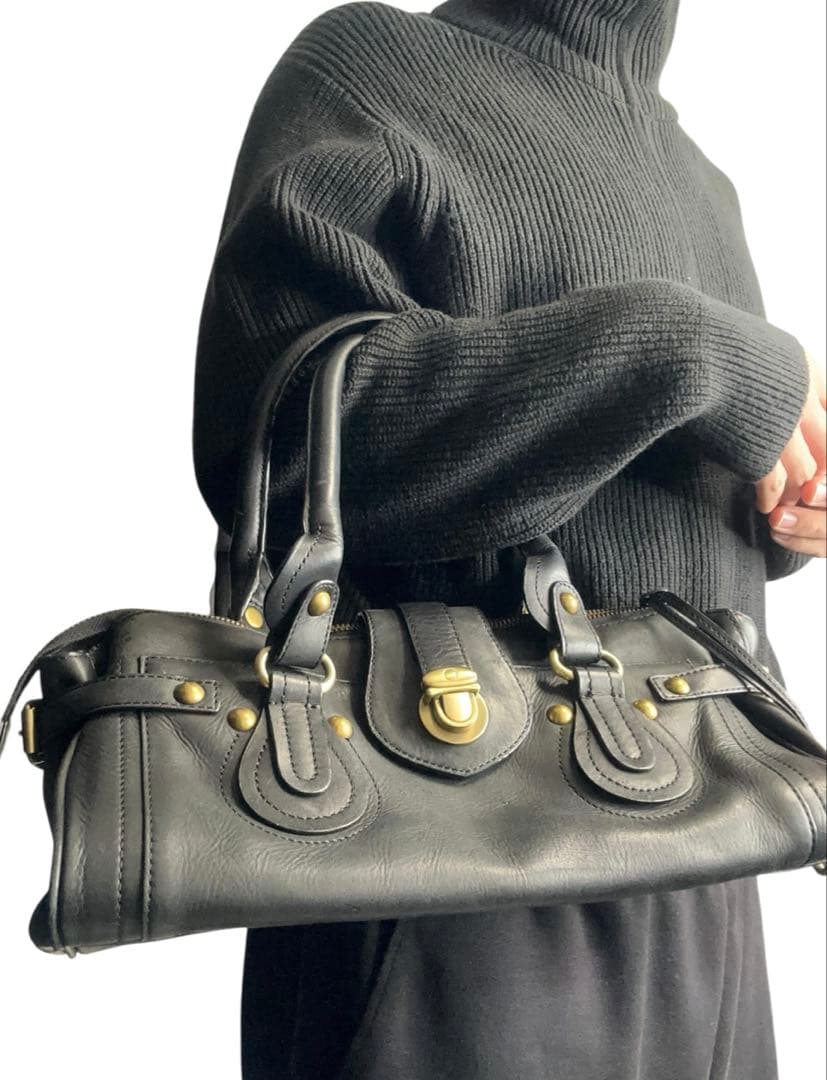 バッグ studs design leather hand bag