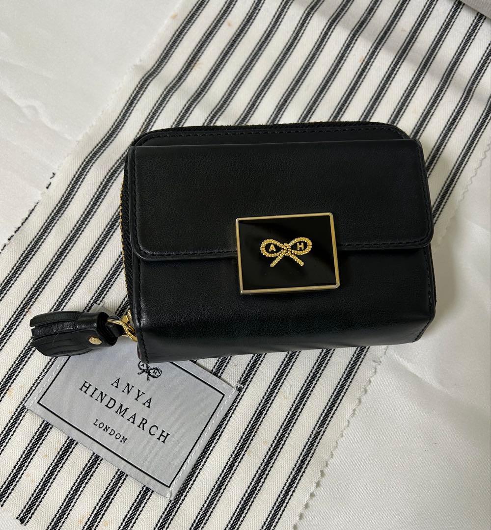 アニヤハインドマーチ ミニ財布　黒✖️赤 二つ折り財布