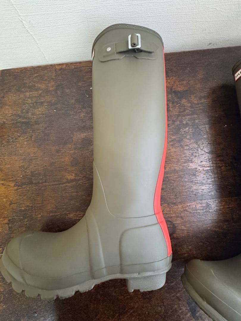 HUNTER レインブーツ　UK6 25cm カーキオレンジ