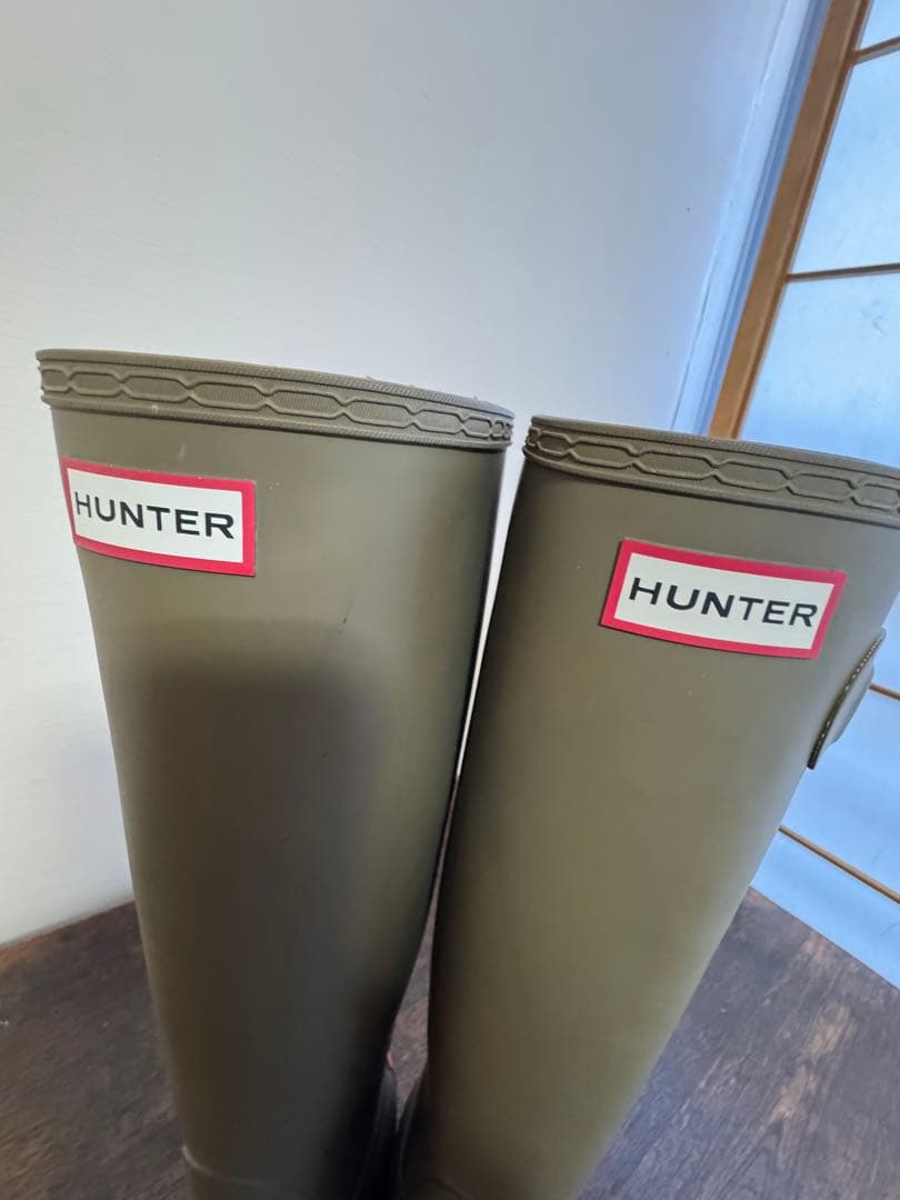 HUNTER レインブーツ　UK6 25cm カーキオレンジ