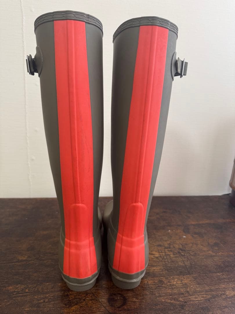HUNTER レインブーツ　UK6 25cm カーキオレンジ
