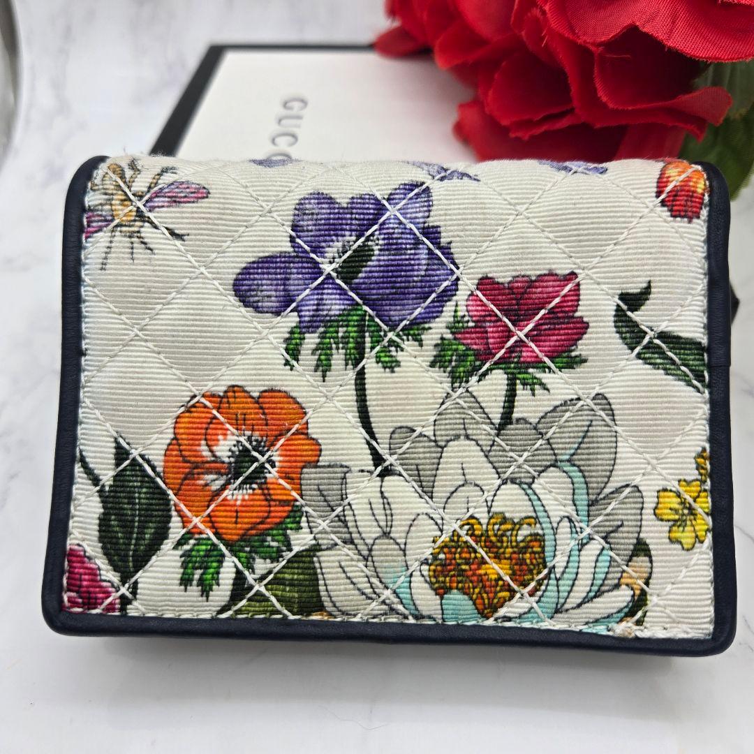 【希少】 GUCCI グッチ 折り財布 財布 ズゥミ フローラ 花 キルティング