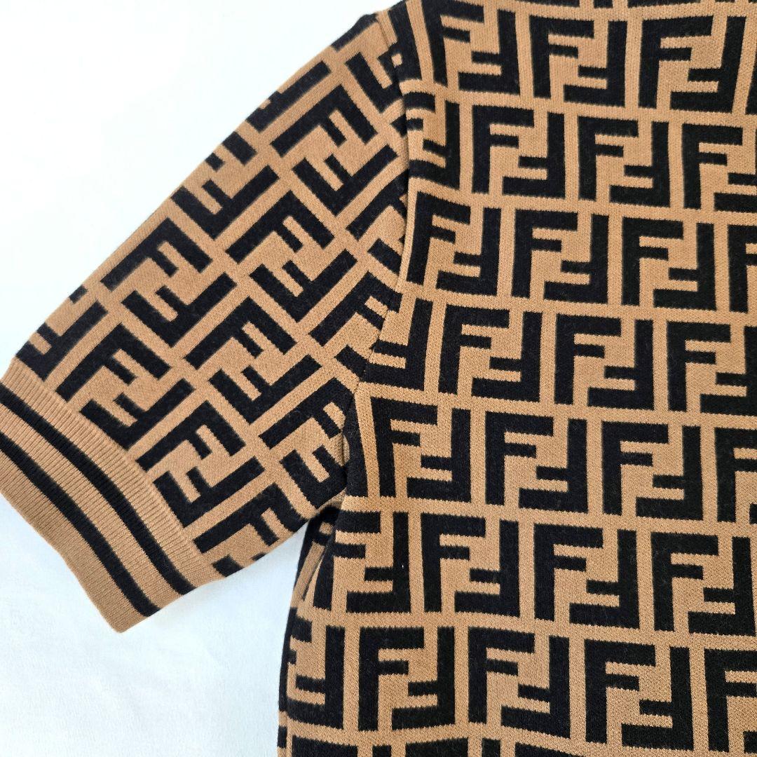 【極美品】FENDI フェンディ ズッカ柄 半袖ニット 38 ロゴ