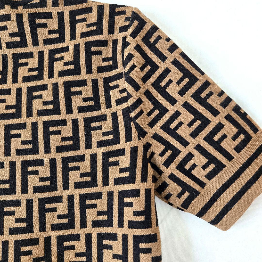 【極美品】FENDI フェンディ ズッカ柄 半袖ニット 38 ロゴ