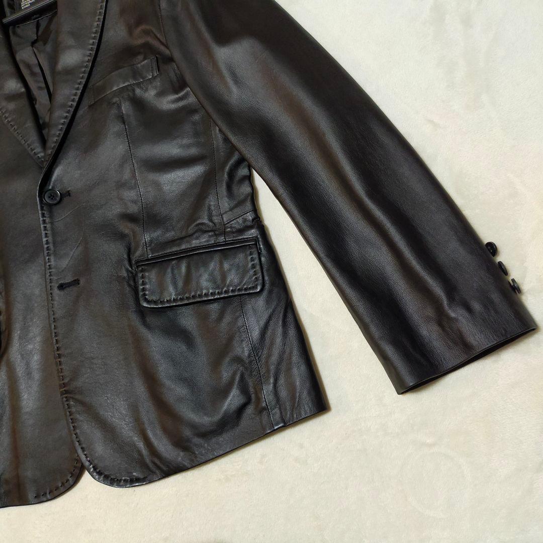美品　safari HOMME　羊革　オールレザーテーラードジャケット　Lサイズ