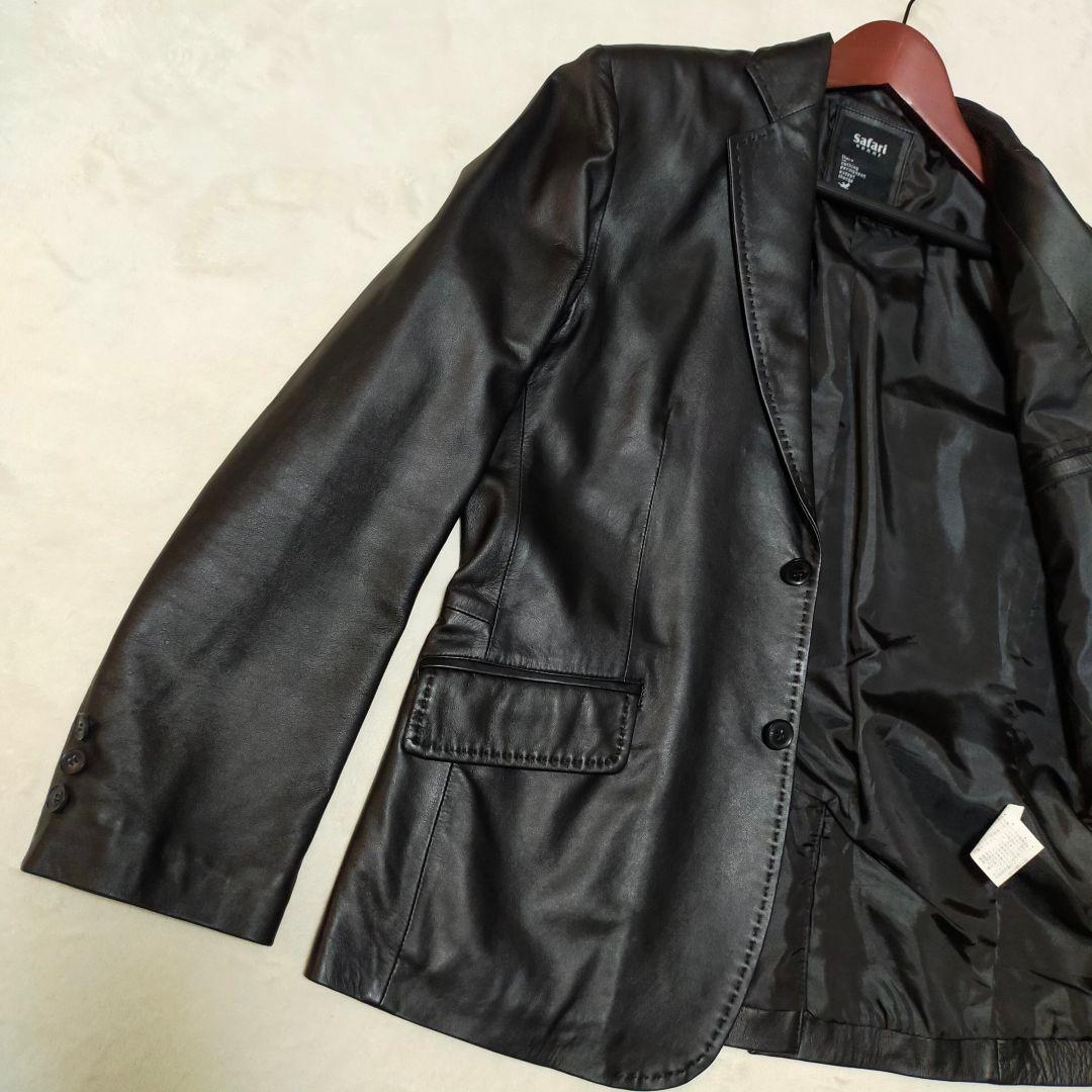 美品　safari HOMME　羊革　オールレザーテーラードジャケット　Lサイズ