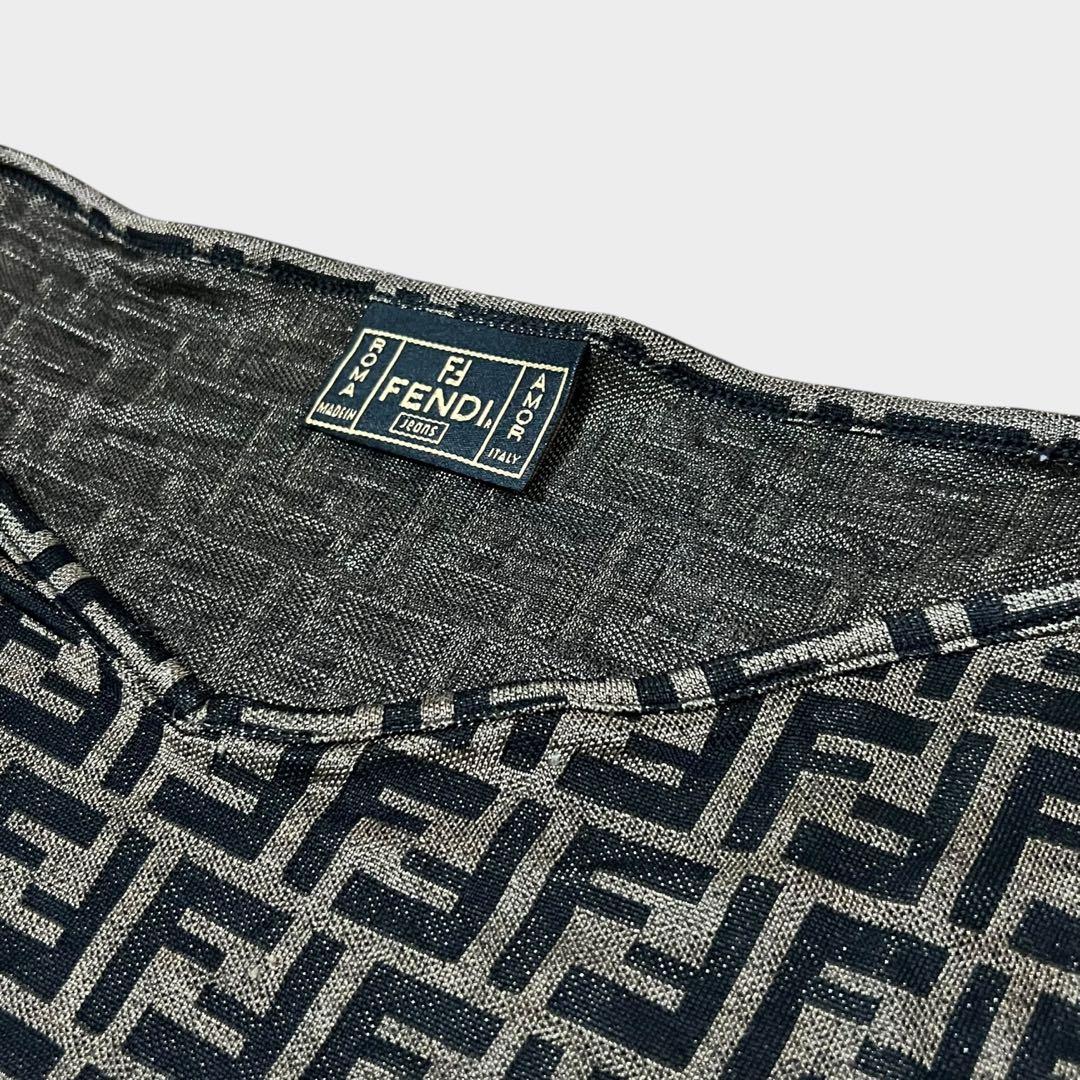 美品 フェンディ ズッカ柄 Tシャツ トップス ブラウン 40サイズ