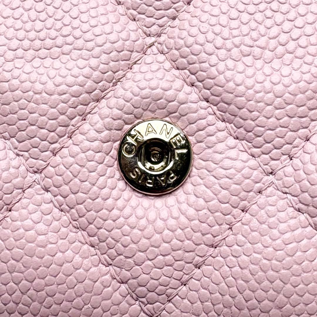 CHANEL 三つ折り財布 キャビアスキン マトラッセ ココマーク ランダム番