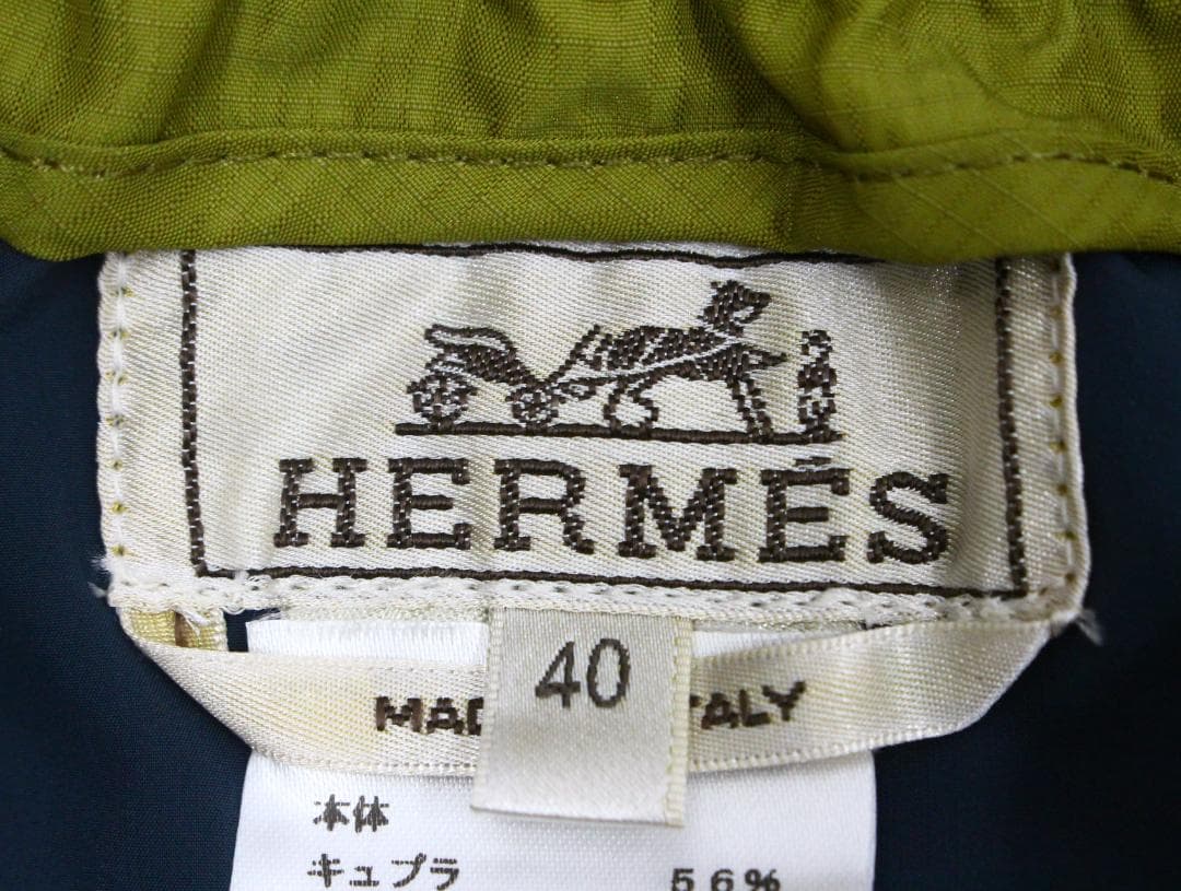 ◇美品 HERMES ナイロンパンツ メンズ カーキ系マスタード×ダークグリーン