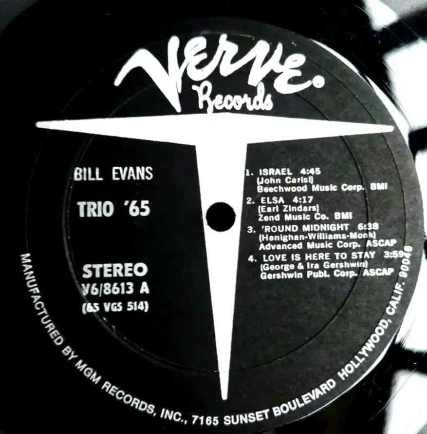 US初回盤Bill Evans Trio trio '65