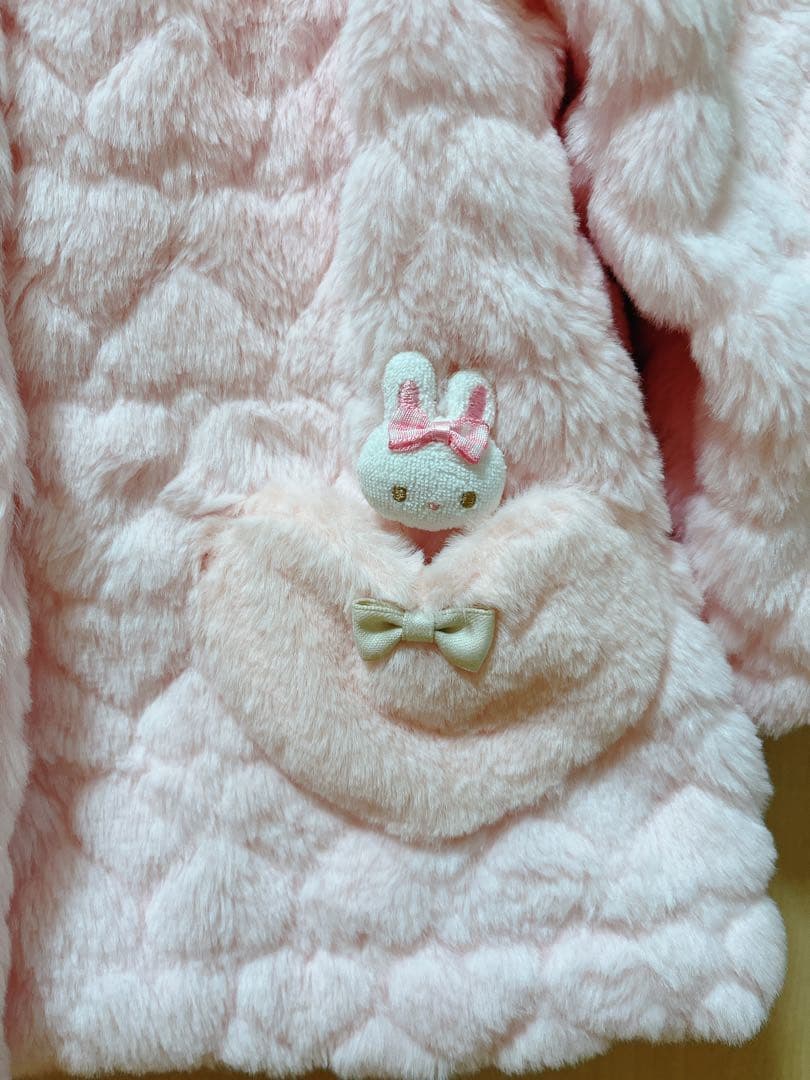 ち*い様 ♡新品メゾピアノハートキルトフェイクファージャケット（ピンク・90サイ