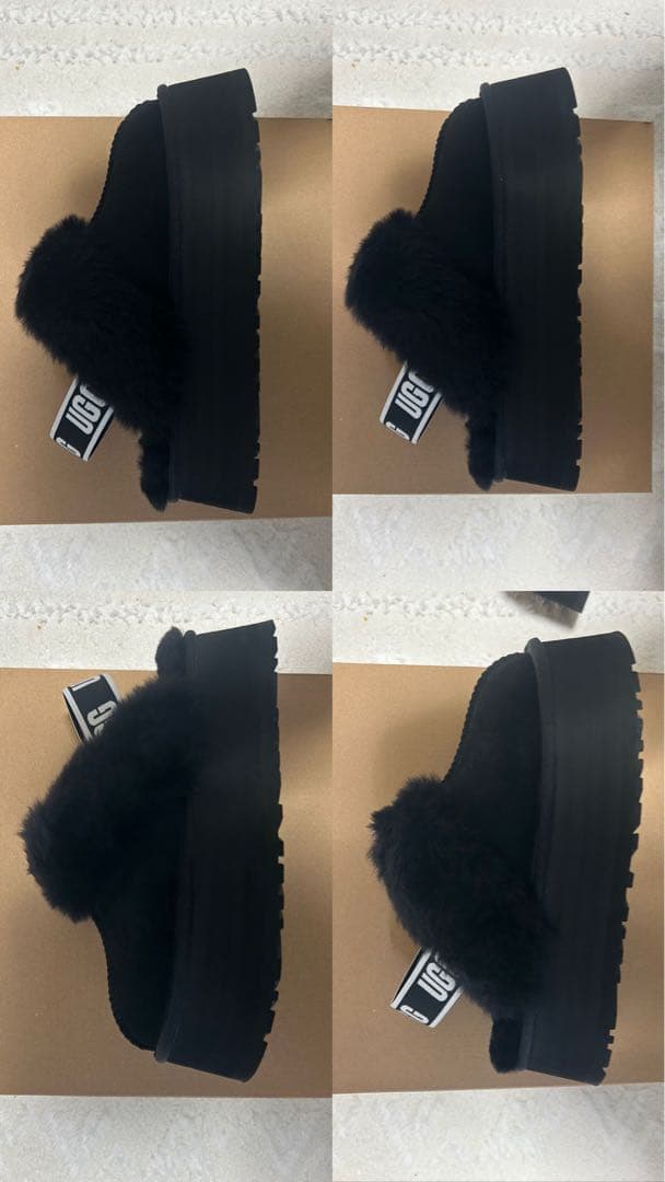 UGG ブラック プラットフォームスリッパ