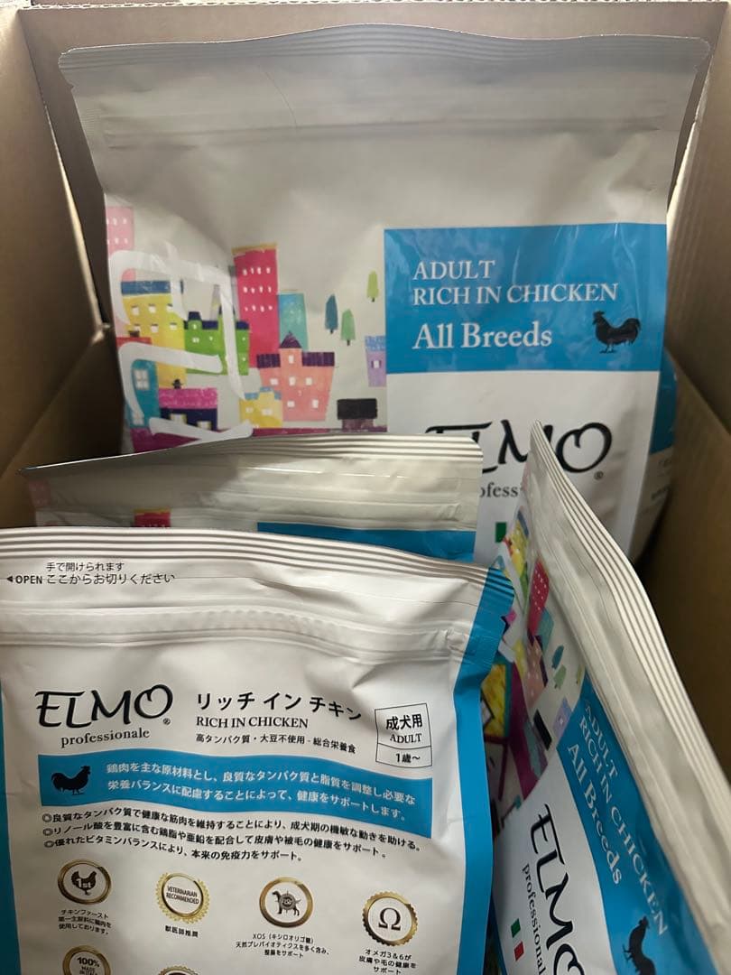 ELMO ドライフード チキン 3kg ×1袋、800g×3袋　アダルト
