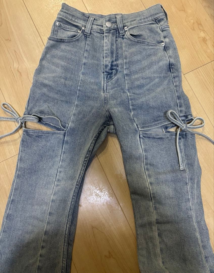 RESEXXY カットアウトリボンデニムパンツ ライトブルー　resexxy