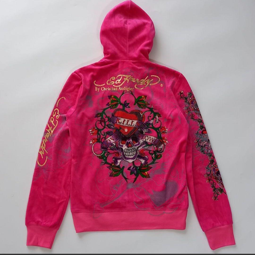 ed hardy　エドハーディ　ベロアパーカー　上下セット　セットアップ