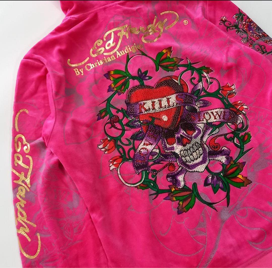 ed hardy　エドハーディ　ベロアパーカー　上下セット　セットアップ