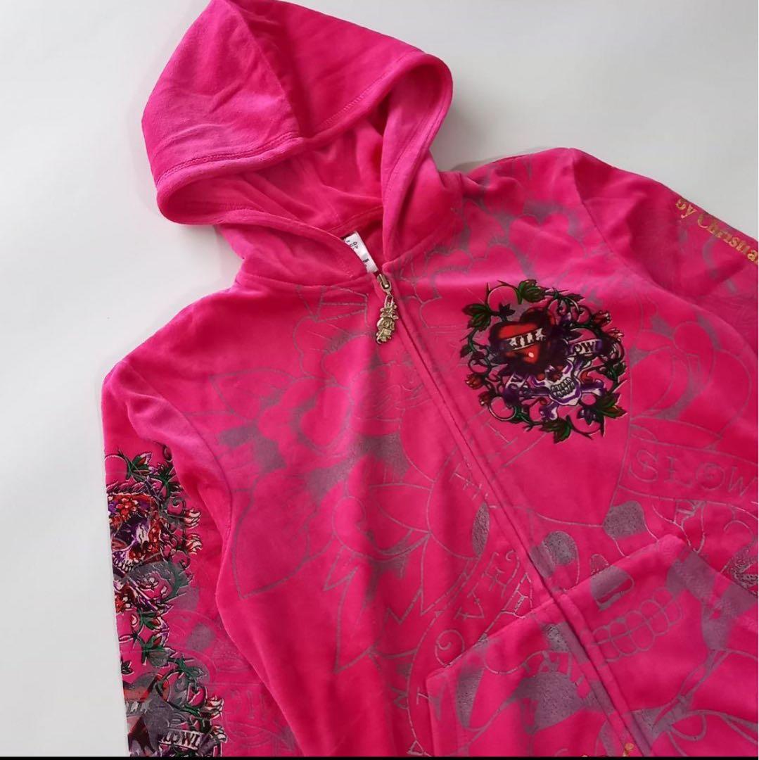 ed hardy　エドハーディ　ベロアパーカー　上下セット　セットアップ