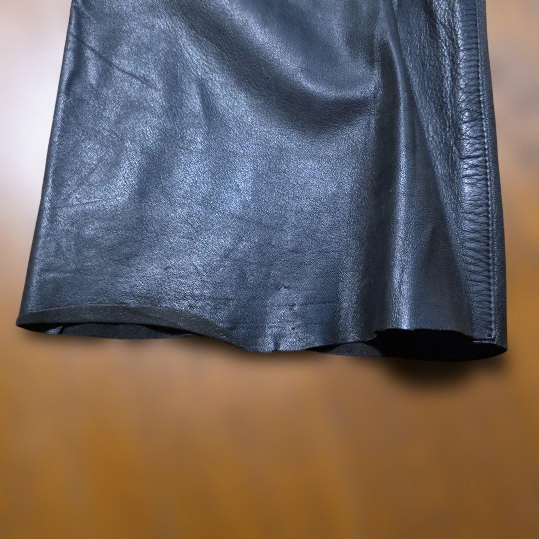 Jean Paul GAULTIER 黒 レザー ストレートパンツ クロス刺繍