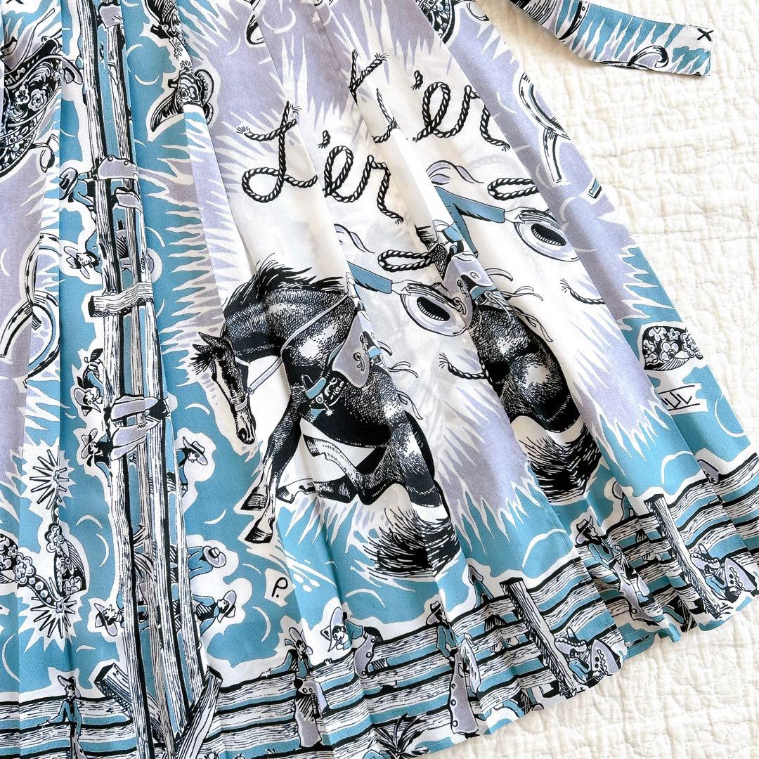 極美品✨ ポールスミス プリーツ 巻きスカート プリント総柄 リボン 40