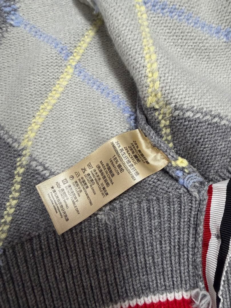 THOM BROWNE トムブラウン アーガイルカーディガン クロップド グレー