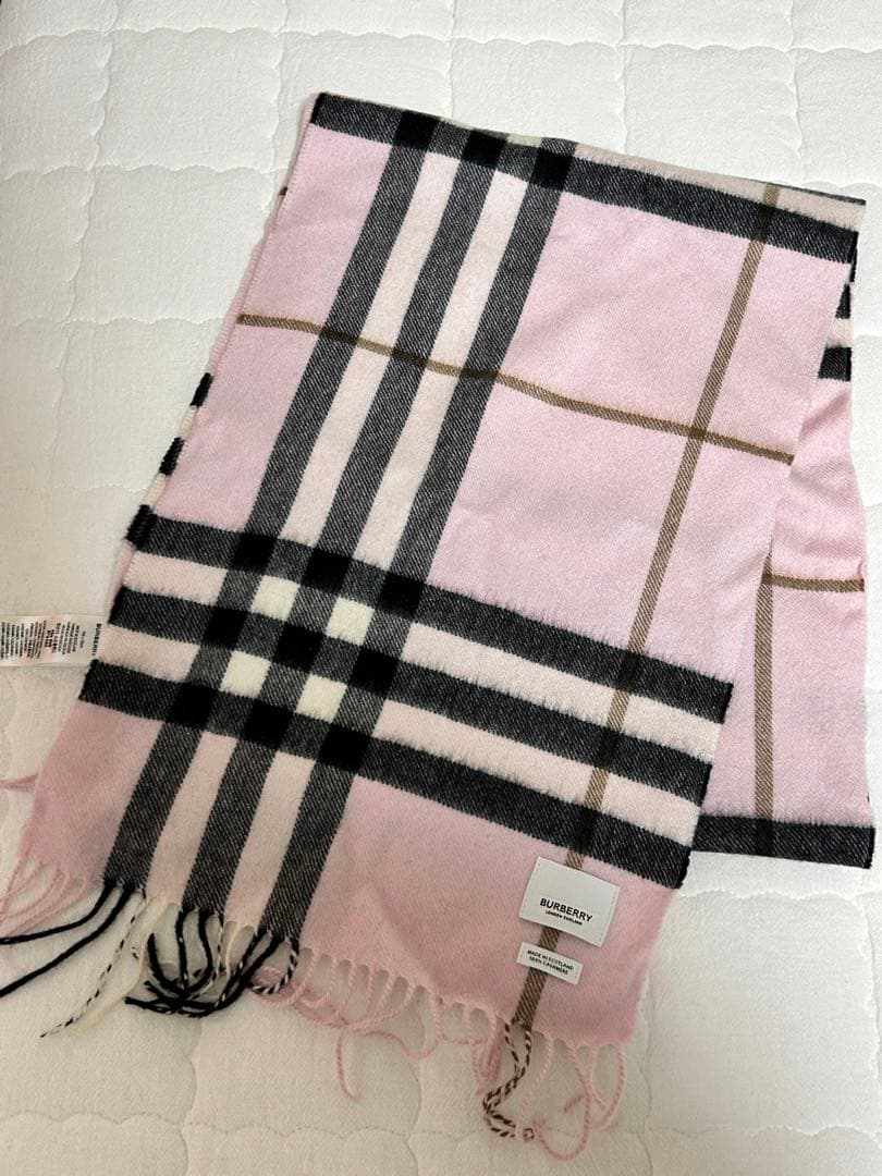 BURBERRY チェックカシミアスカーフ マフラー ピンク