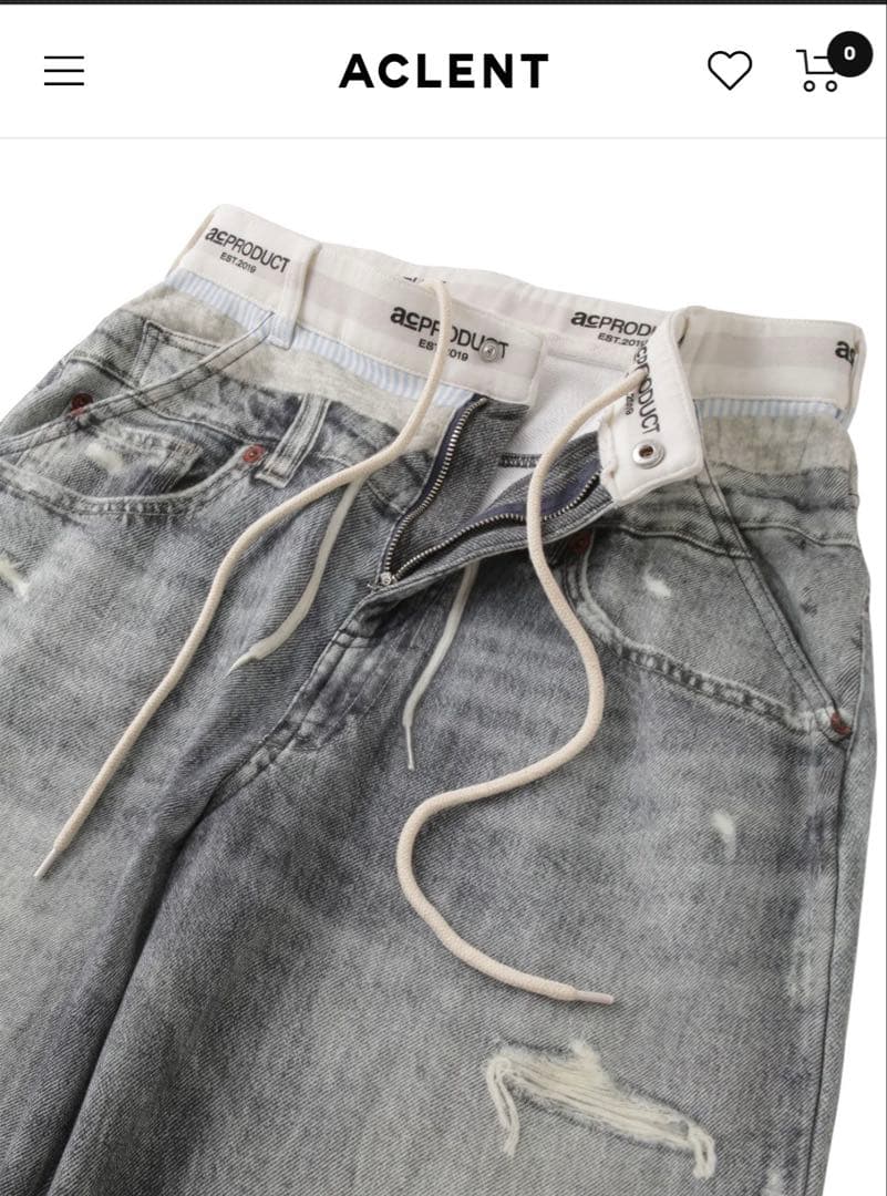 ACPRODUCT グレー ワイドデニムパンツ F