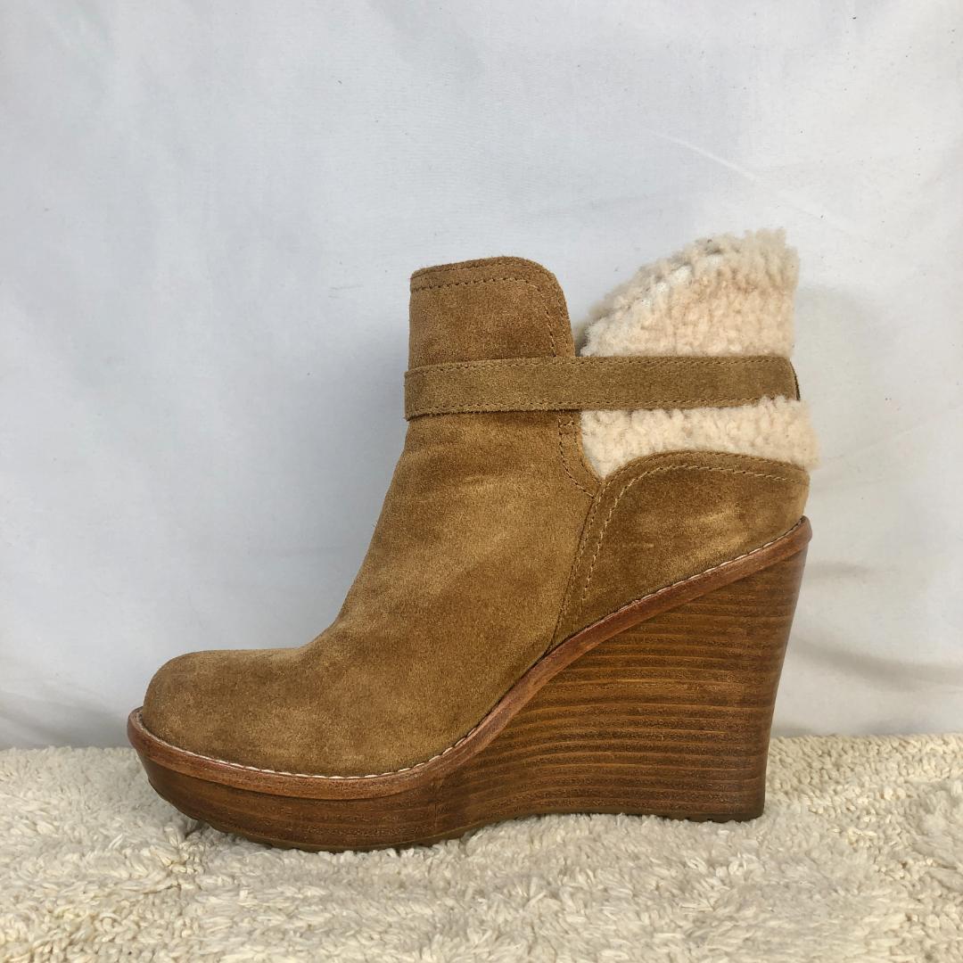 ★美品★　UGG ムートンブーツ 24㎝　スエード　ウェッジヒール ブーツ