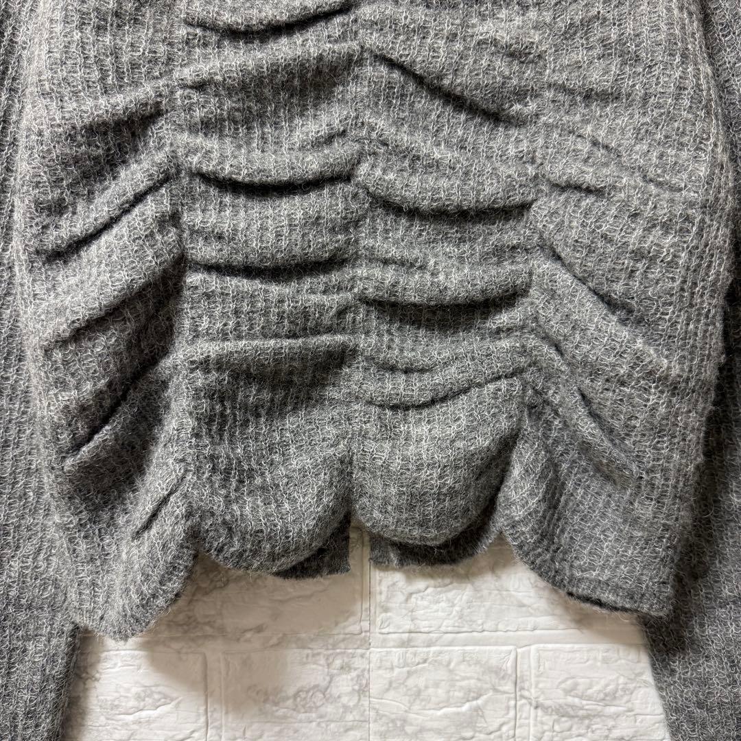 アダムエロペ ダブルモヘアシャーリングカーディガンF グレー