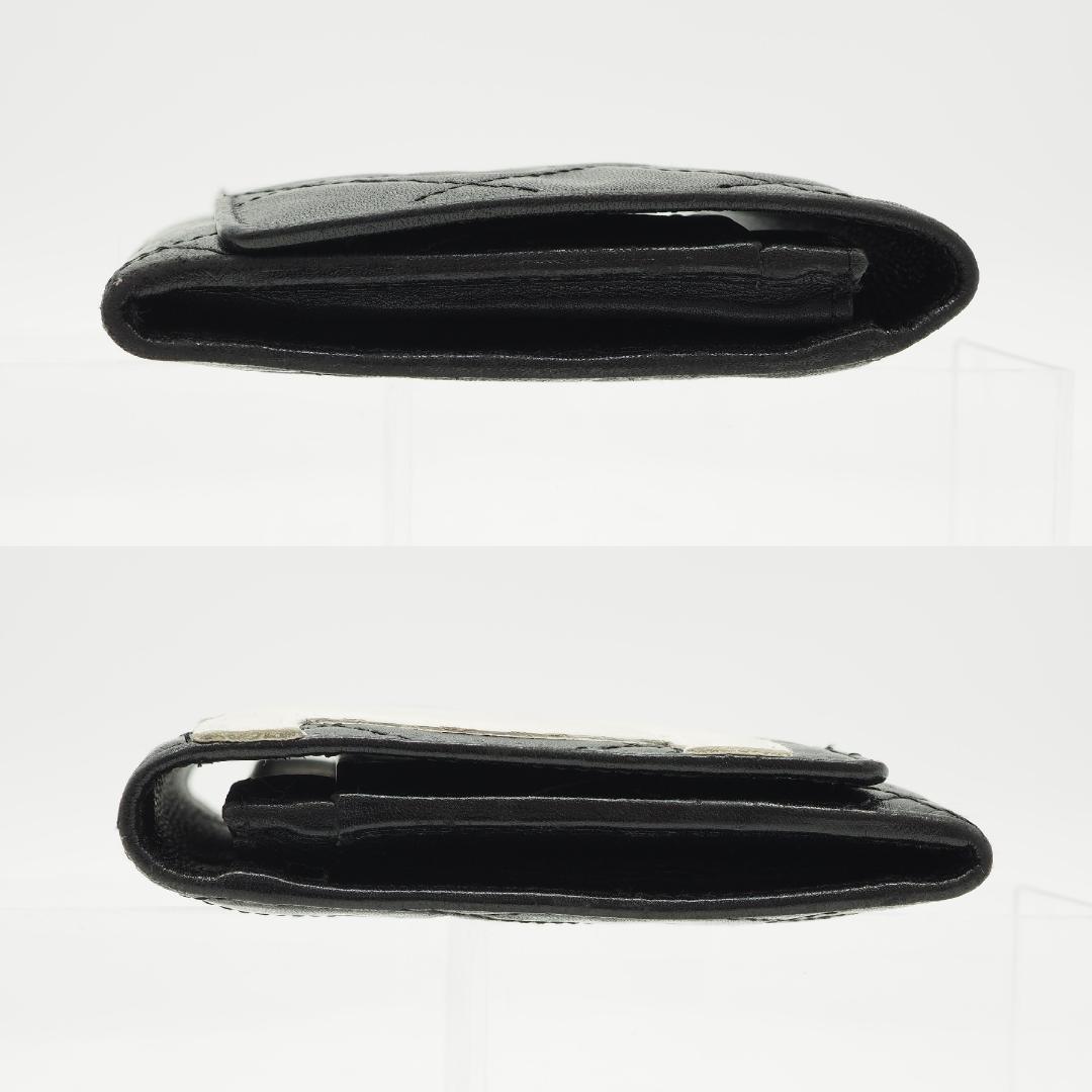 CHANEL シャネル カンボンライン 二つ折り財布 黒×ピンク