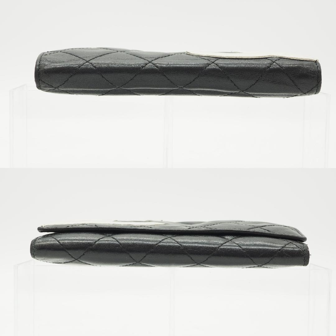 CHANEL シャネル カンボンライン 二つ折り財布 黒×ピンク