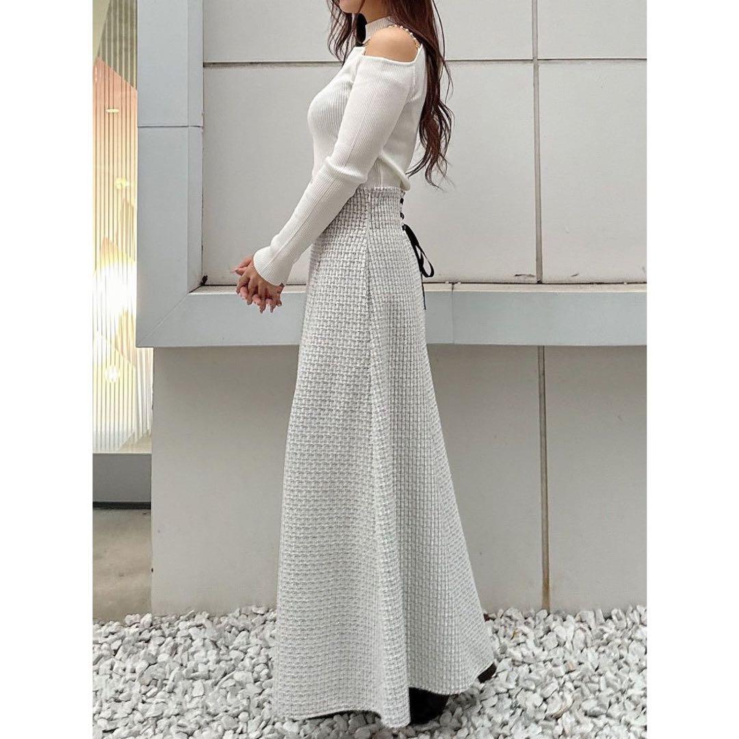 MERCURYDUO バックレースアップツイードフレアスカート新品タグ付き