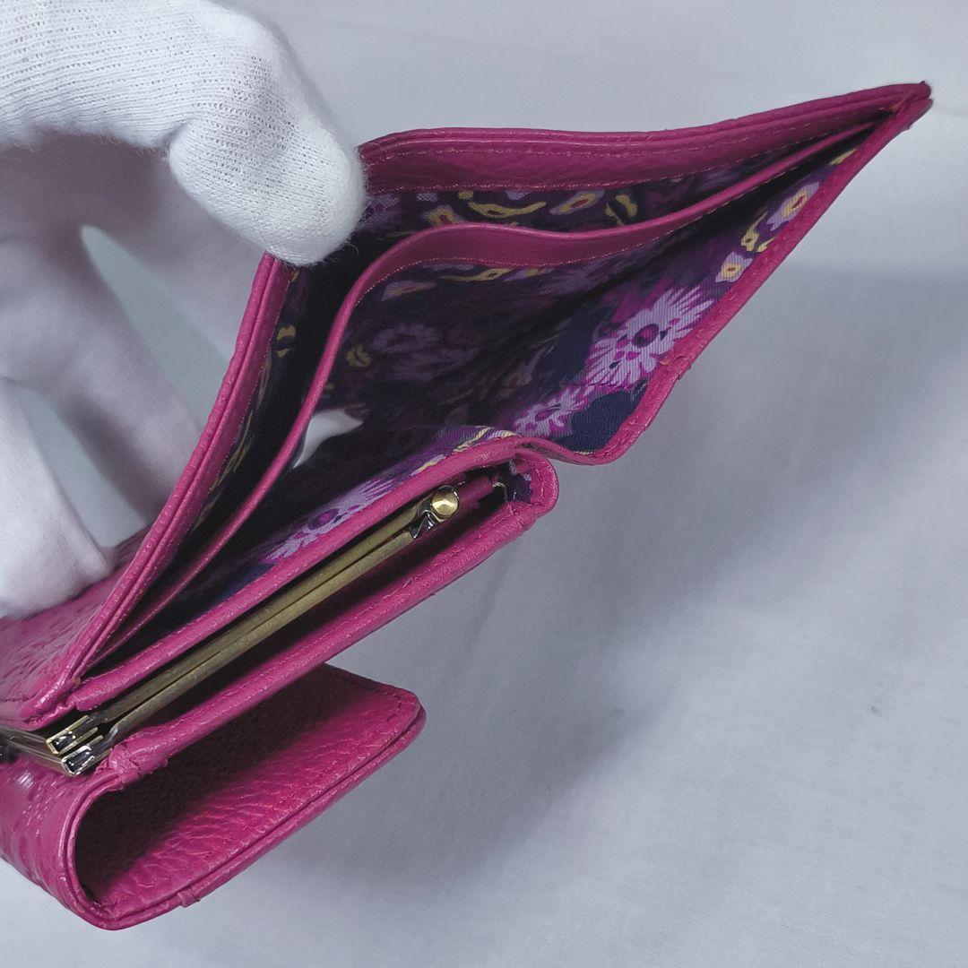 未使用級美品✨️　アナスイ　薔薇柄型押しレザー　がまぐち　折り財布