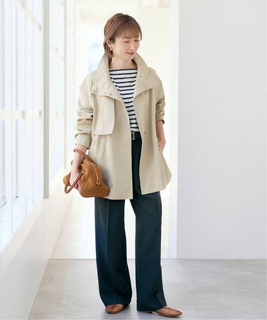 spick and span スタンドカラーショートコート　ベージュ36 今期
