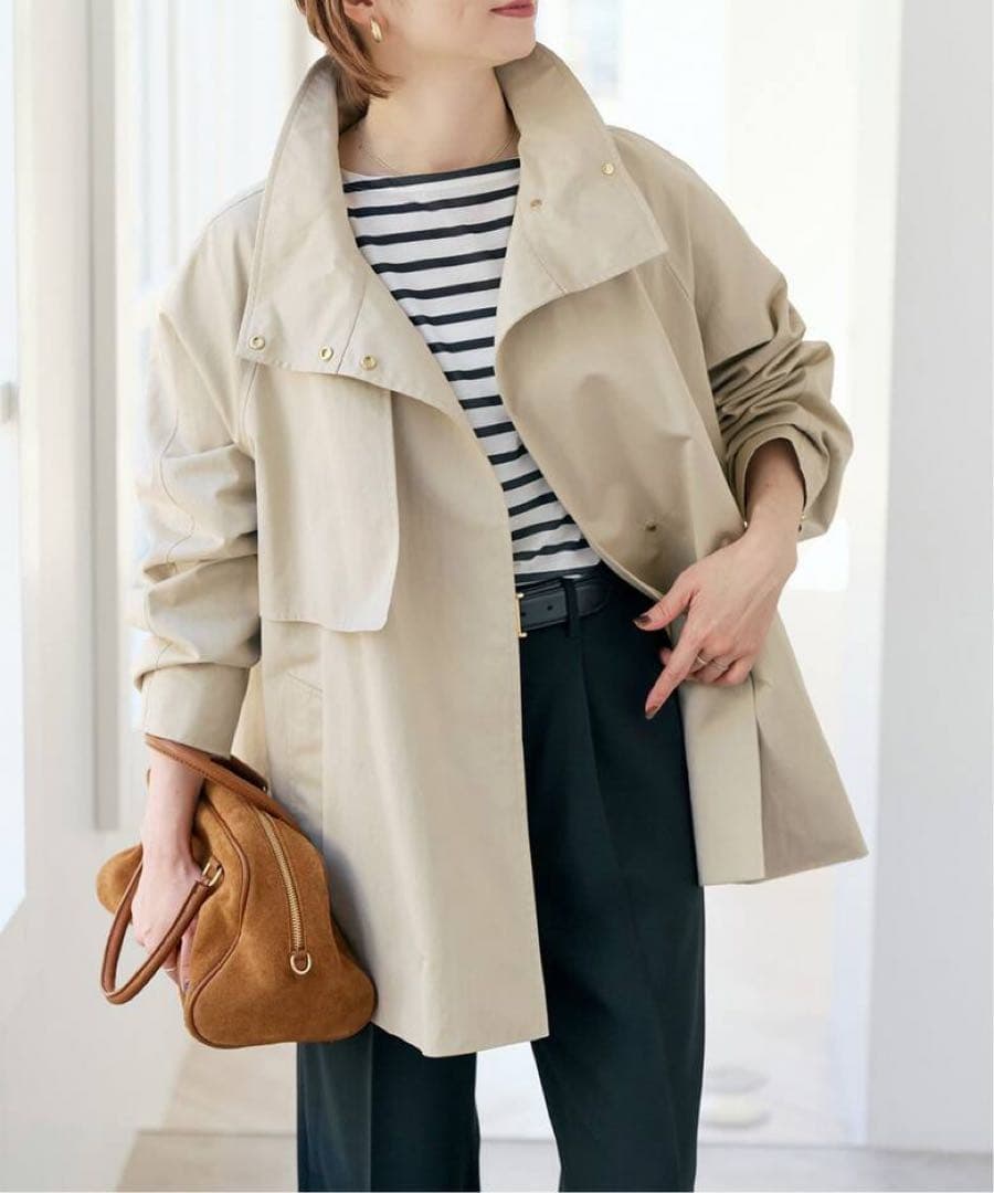 spick and span スタンドカラーショートコート　ベージュ36 今期