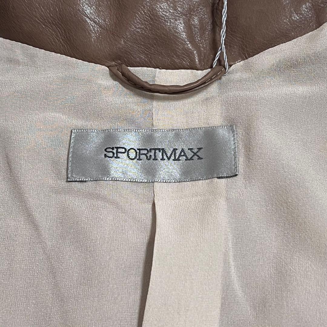 タグつき SPORTMAXマックスマーラ ラムレザー ロングコート ベルト ML