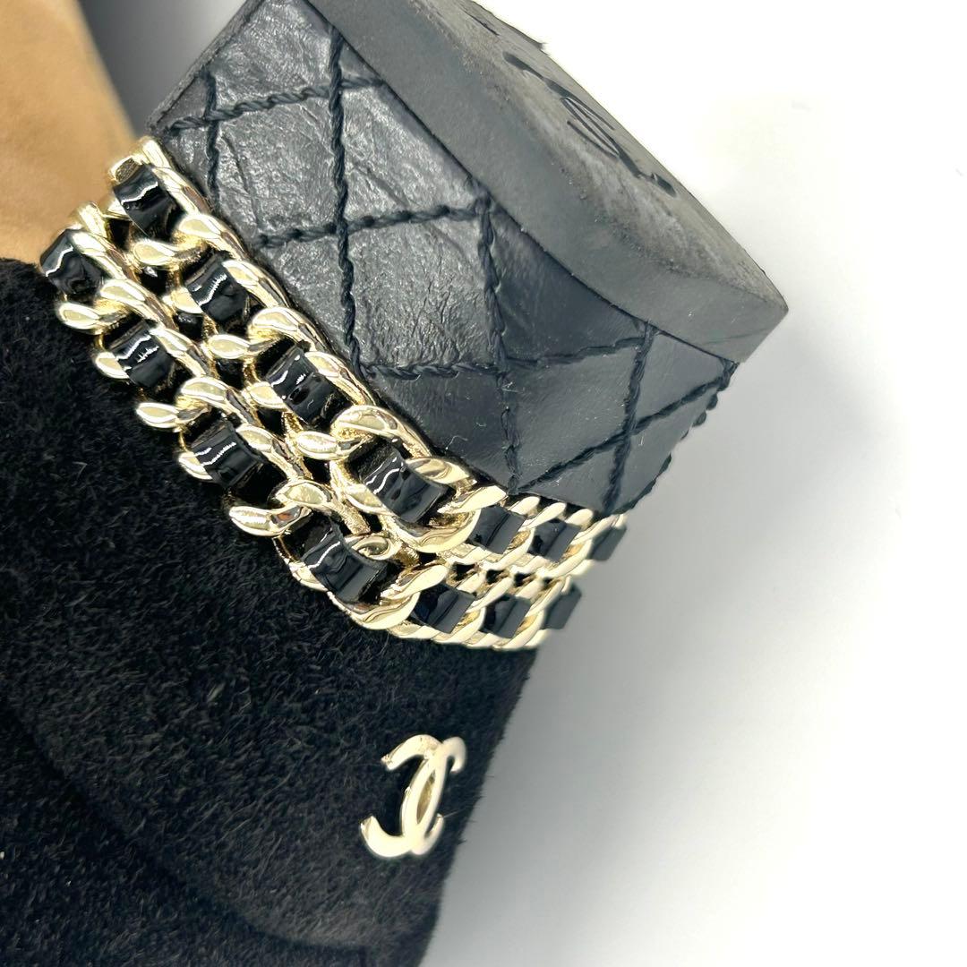 CHANEL シャネル ブーツ ココマーク チェーン スエード 23.5cm