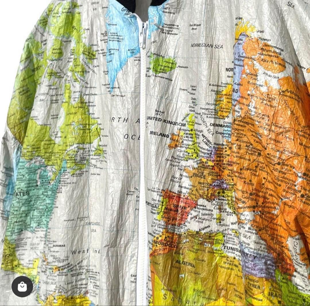 【ヴィンテージ】ペーパージャケット XL 90s　世界地図柄　カートコパーン着用