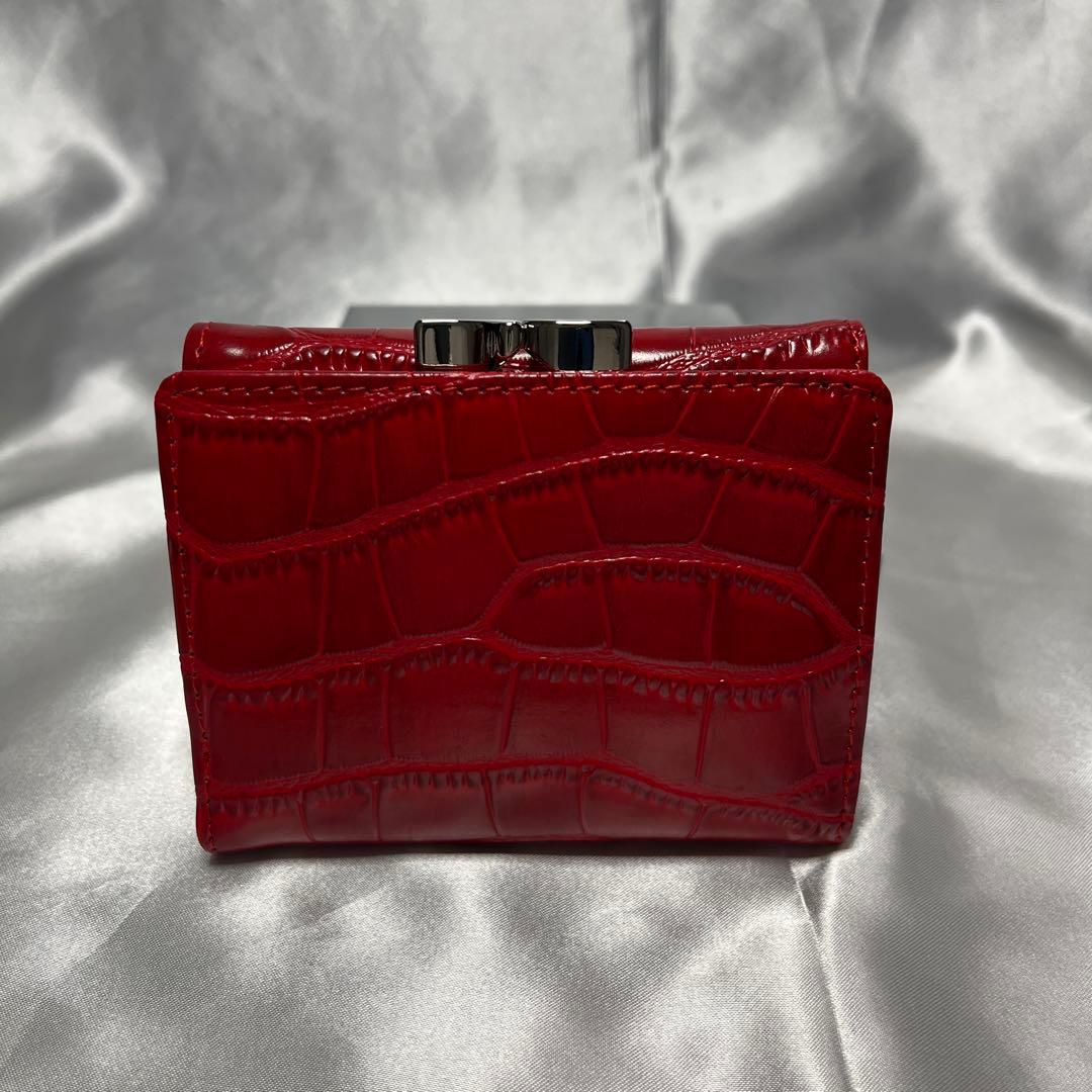 新品VivienneWestwood赤 レッド クロコダイル 三つ折り財布 四角