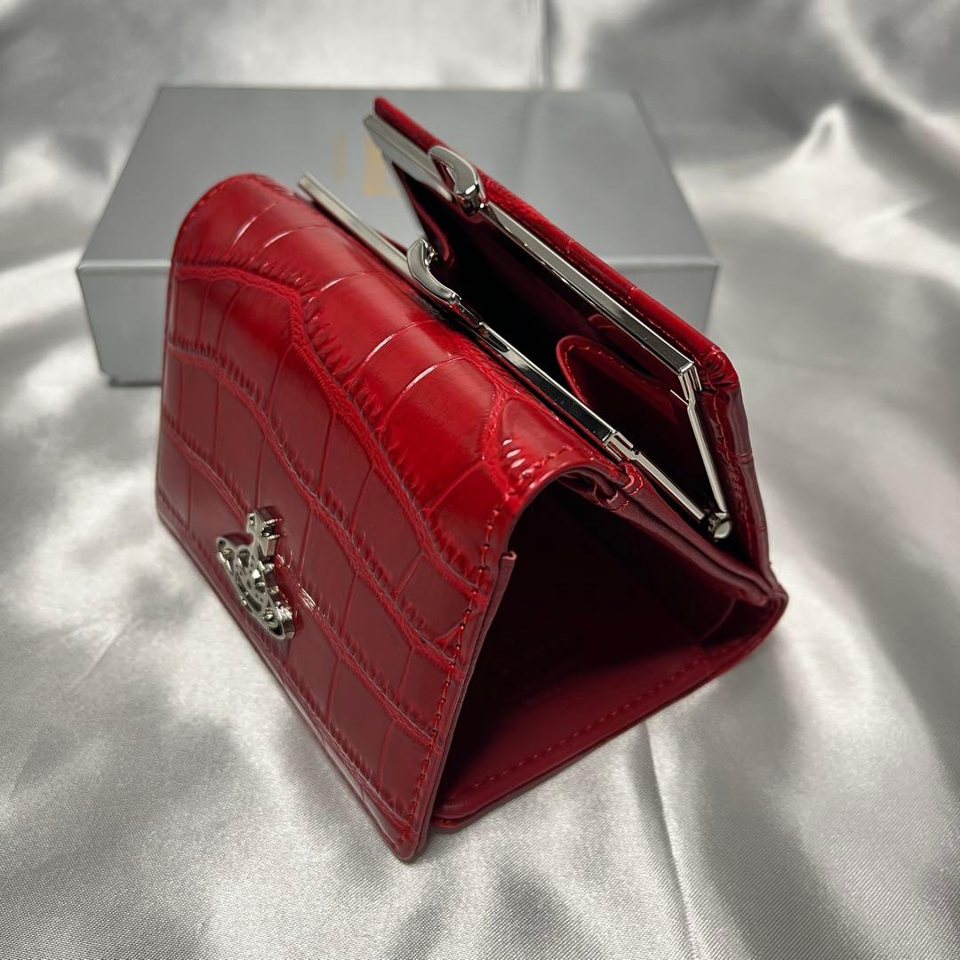 新品VivienneWestwood赤 レッド クロコダイル 三つ折り財布 四角