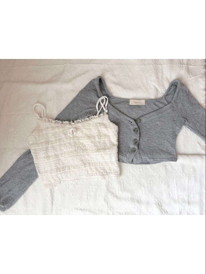 トップス andmary Clala layered set gray