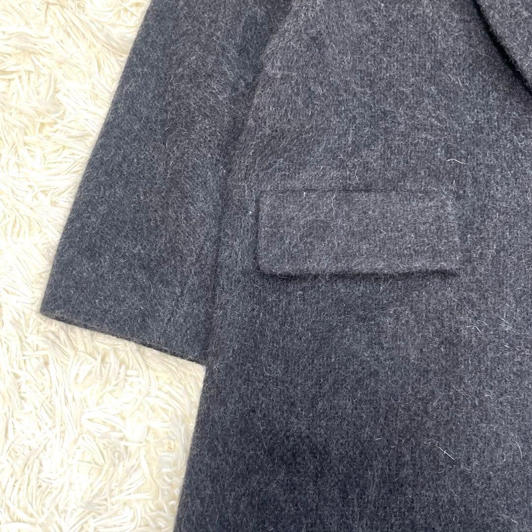 洋服屋　チェスターコート　ロングコート　アンゴラ混　フランス製レース　L