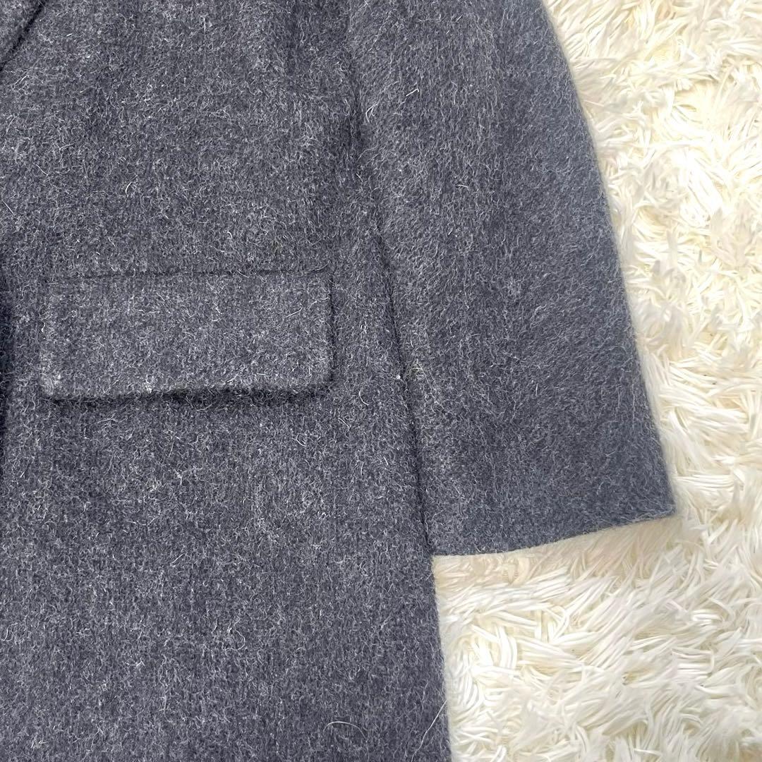 洋服屋　チェスターコート　ロングコート　アンゴラ混　フランス製レース　L