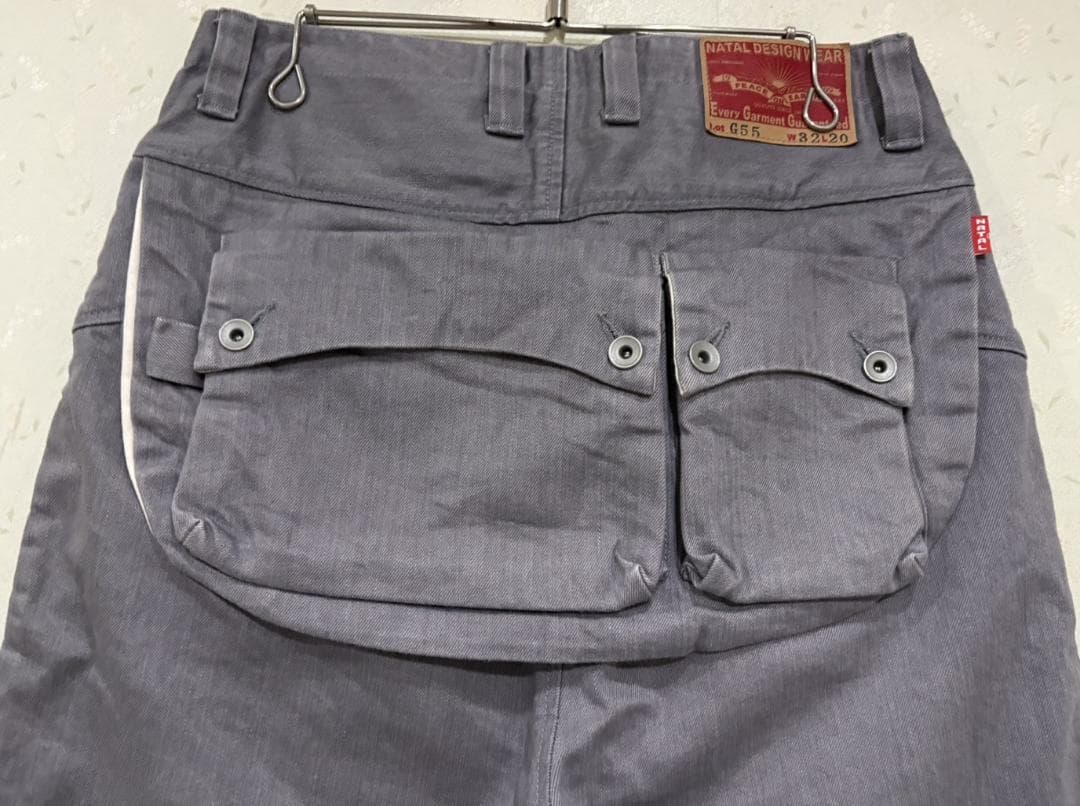 ＊ネイタルデザイン G55 サルエルフラップデニムパンツ グレー W32L20