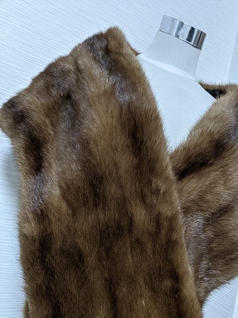 A495　デミバフミンク　毛皮　リアルファー　ショール　ストール　三連