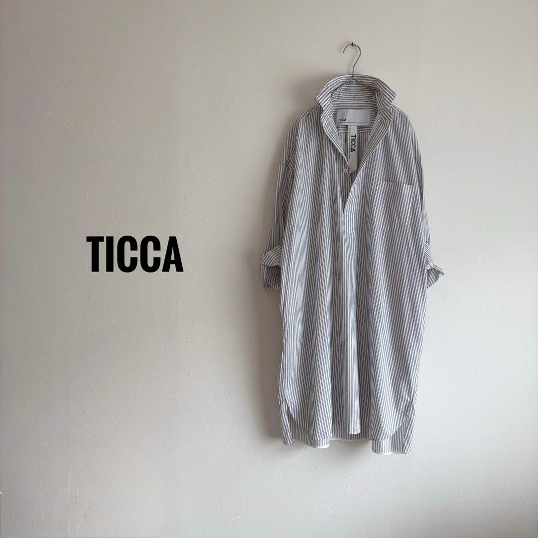 【美品】ティッカ スクエアビッグロングシャツ プルオーバー チュニック 日本製