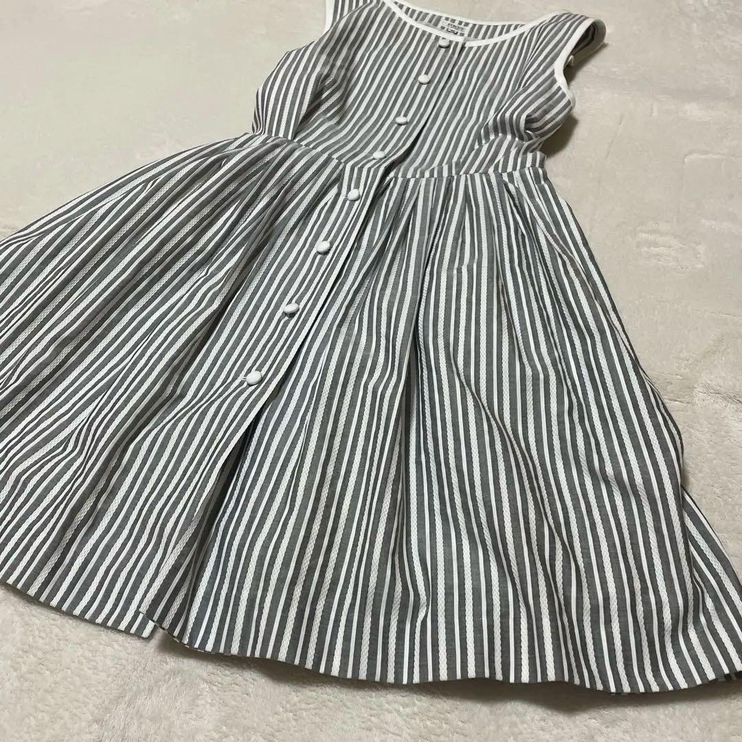 FOXEY フォクシー ノースリーブワンピース リボン くるみボタン 42 L