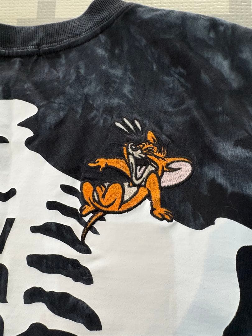 【美品】VANSON トムとジェリー コラボ Tシャツ 骨 スカル タイダイ L