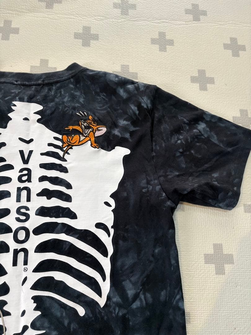 【美品】VANSON トムとジェリー コラボ Tシャツ 骨 スカル タイダイ L
