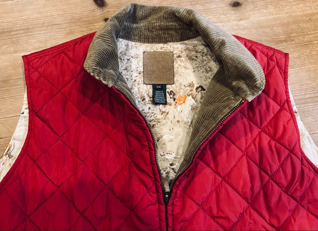 ベスト 古着 90s Lauren ローレン 赤 キルティング XL 極美品